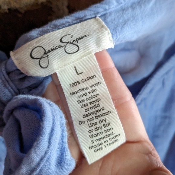 NWT Jessica Simpson Large Blue‎ Off the Shoulder Open Back Summer Dress - Picture 3 of 9